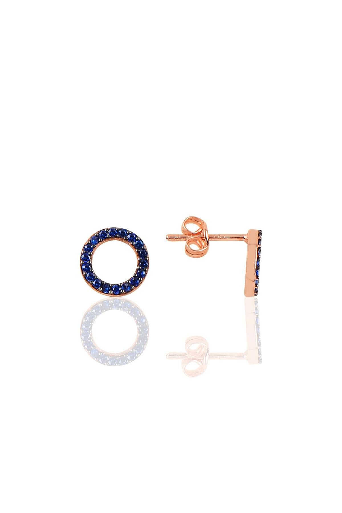 Gümüş rose safir renk taşlı simit küpe SGTL10250