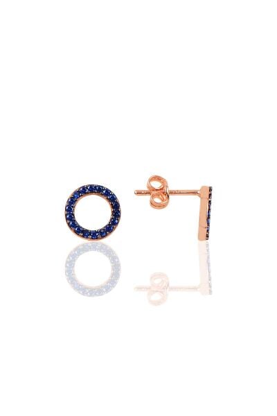 Gümüş rose safir renk taşlı simit küpe SGTL10250