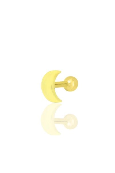 Gümüş altın yaldızlı hilal modeli Tragus helix Piercing küpe SGTL12316GOLD