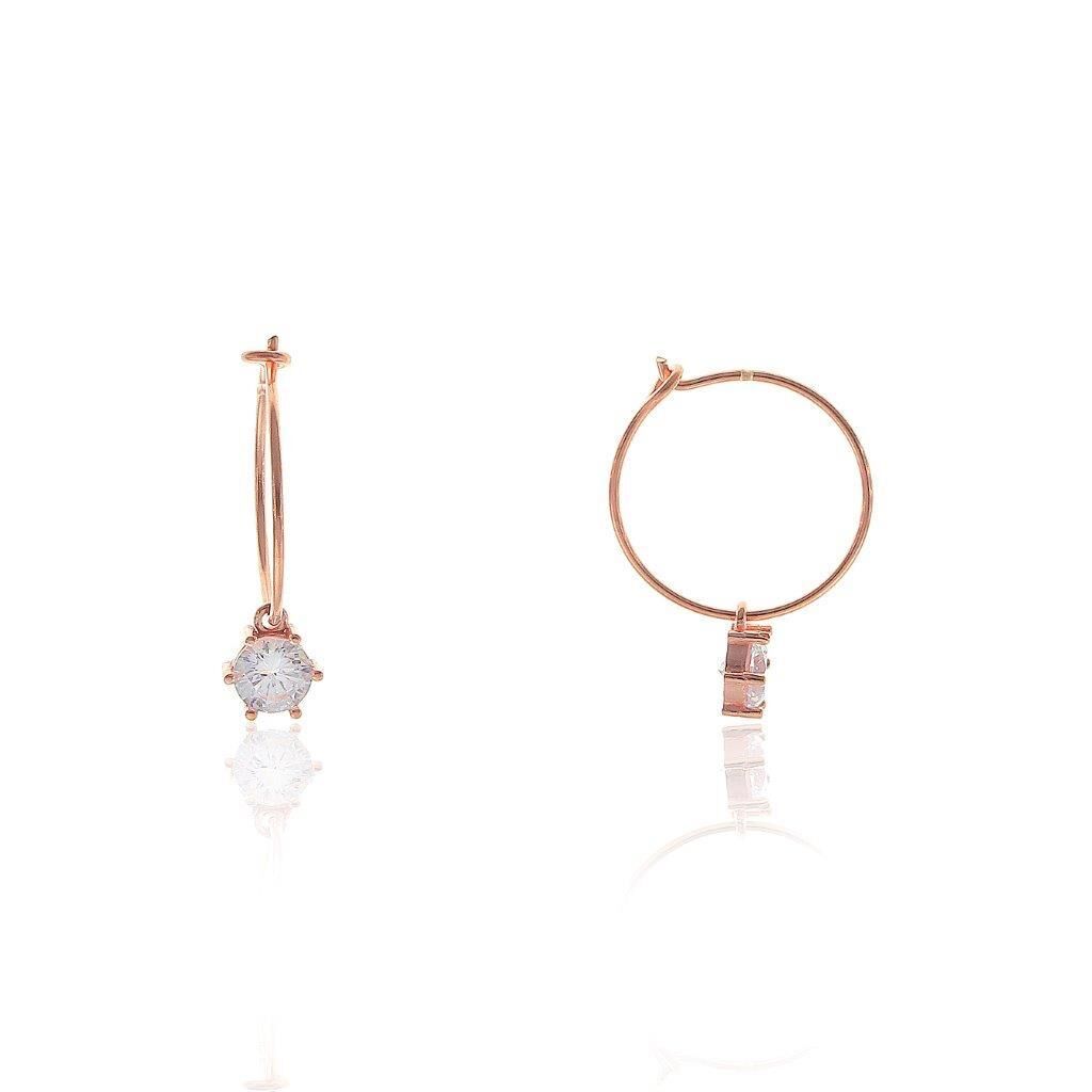 Zirkon Taşlı Rose Gümüş Küpe SGTL5678