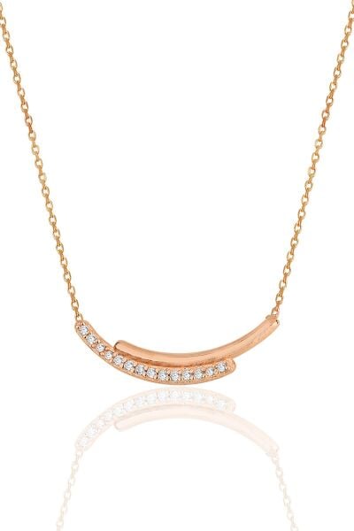 Gümüş rose zirkon taşlı kolye SGTL11975ROSE