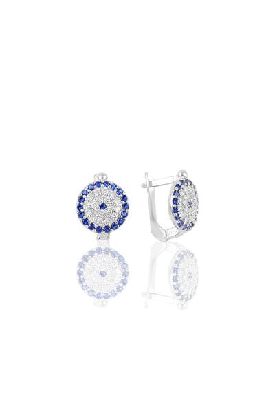 Gümüş rodyumlu  klipsli nazar küpe SGTL10253RDJ