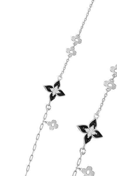 Gümüş rodyumlu mineli zirkon taşlı şans rüzgarı yonca bileklik SGTL12651RODAJ