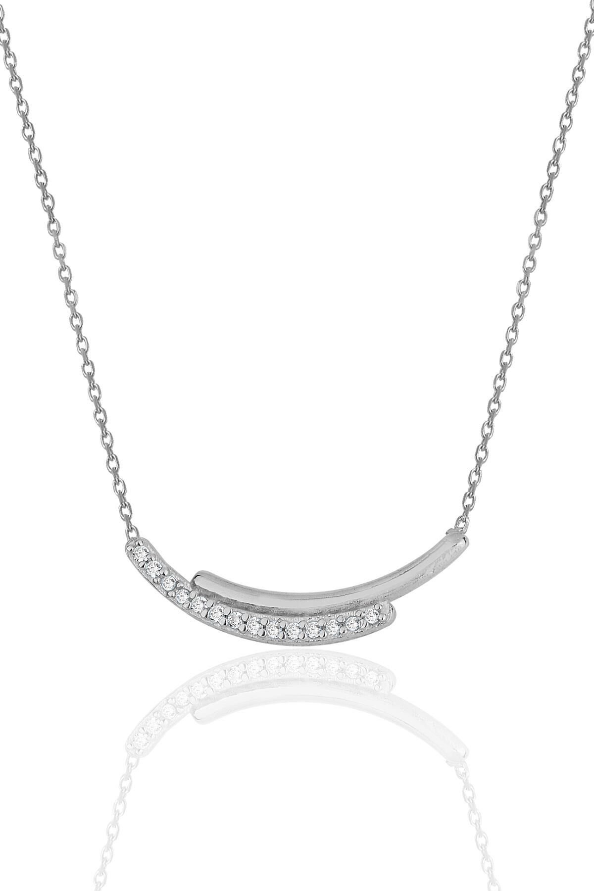 Gümüş rodyumlu zirkon taşlı kolye SGTL11975RODAJ