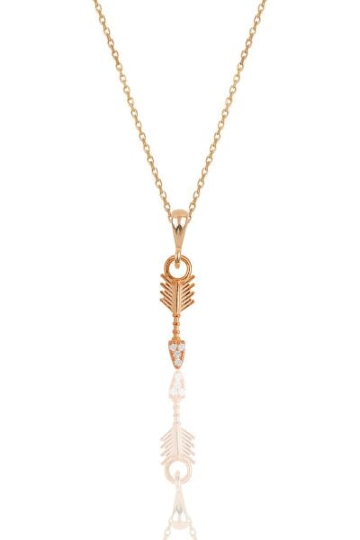 Gümüş rose zirkon taşlı ok kolye SGTL11876ROSE