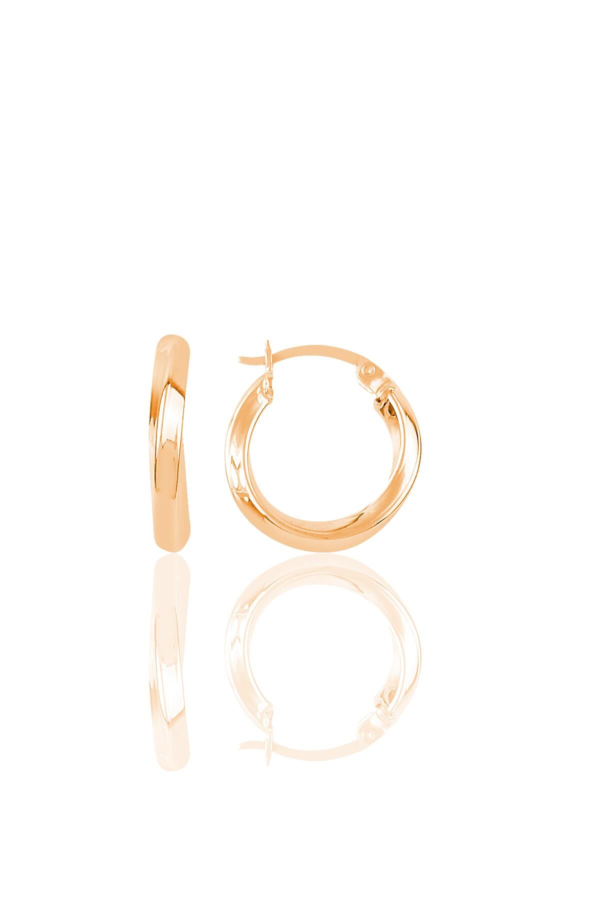 Gümüş rose 18 mm  burgu şarnel halka küpe SGTL9640ROSE