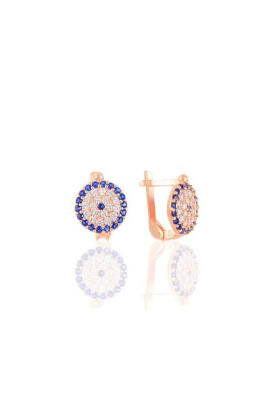 Gümüş rose klipsli nazar küpe SGTL10253ROSE