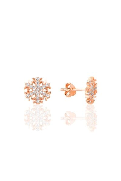 Gümüş rose  new kar tanesi küpe SGTL10254ROSE