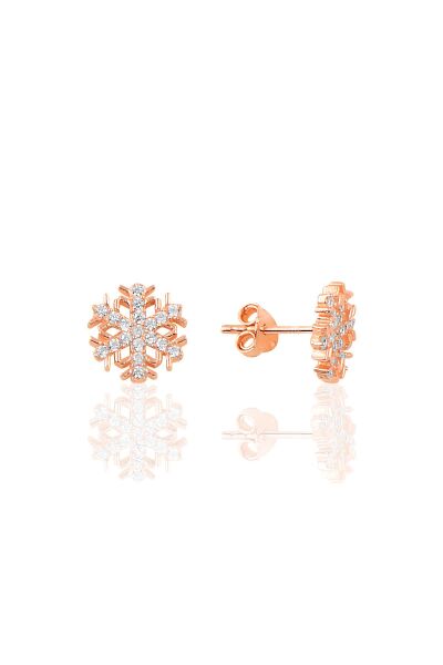Gümüş rose  new kar tanesi küpe SGTL10254ROSE