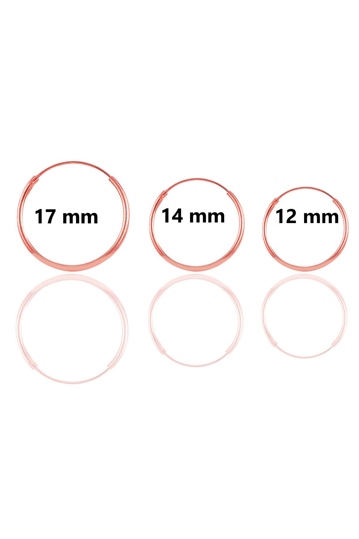 Gümüş rose  üç boydan oluşan halka kombin küpeler SGTL11169ROSE