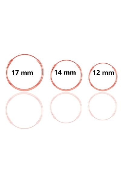 Gümüş rose  üç boydan oluşan halka kombin küpeler SGTL11169ROSE