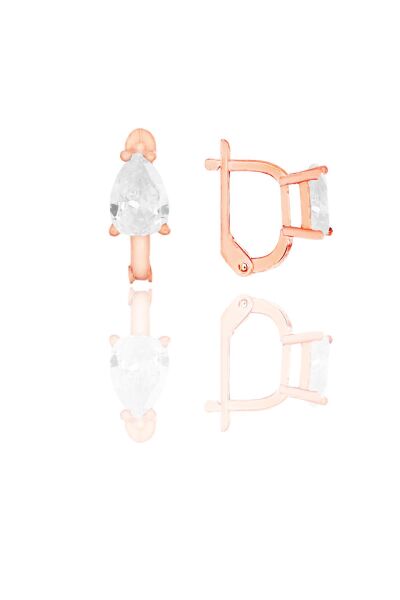 Gümüş rose zirkon taşlı damla j küpe SGTL11250BEYAZ