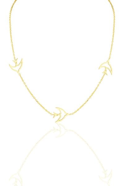 Gümüş altın yaldızlı martı kolye SGTL12319GOLD