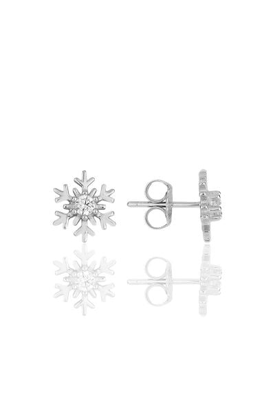 Gümüş rodyumlu zirkon taşlı kar tanesi küpe. SGTL11611KUPE