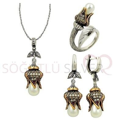 incili otantik üçlü set set8309
