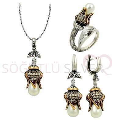 incili otantik üçlü set set8309