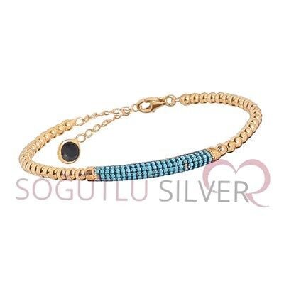 nano turkuaz taşlı çizgili bilezik SGTL2724