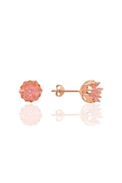 Gümüş Lotus çiçeği modeli pembe renkli taşlı üçlü set SGTL10217SET