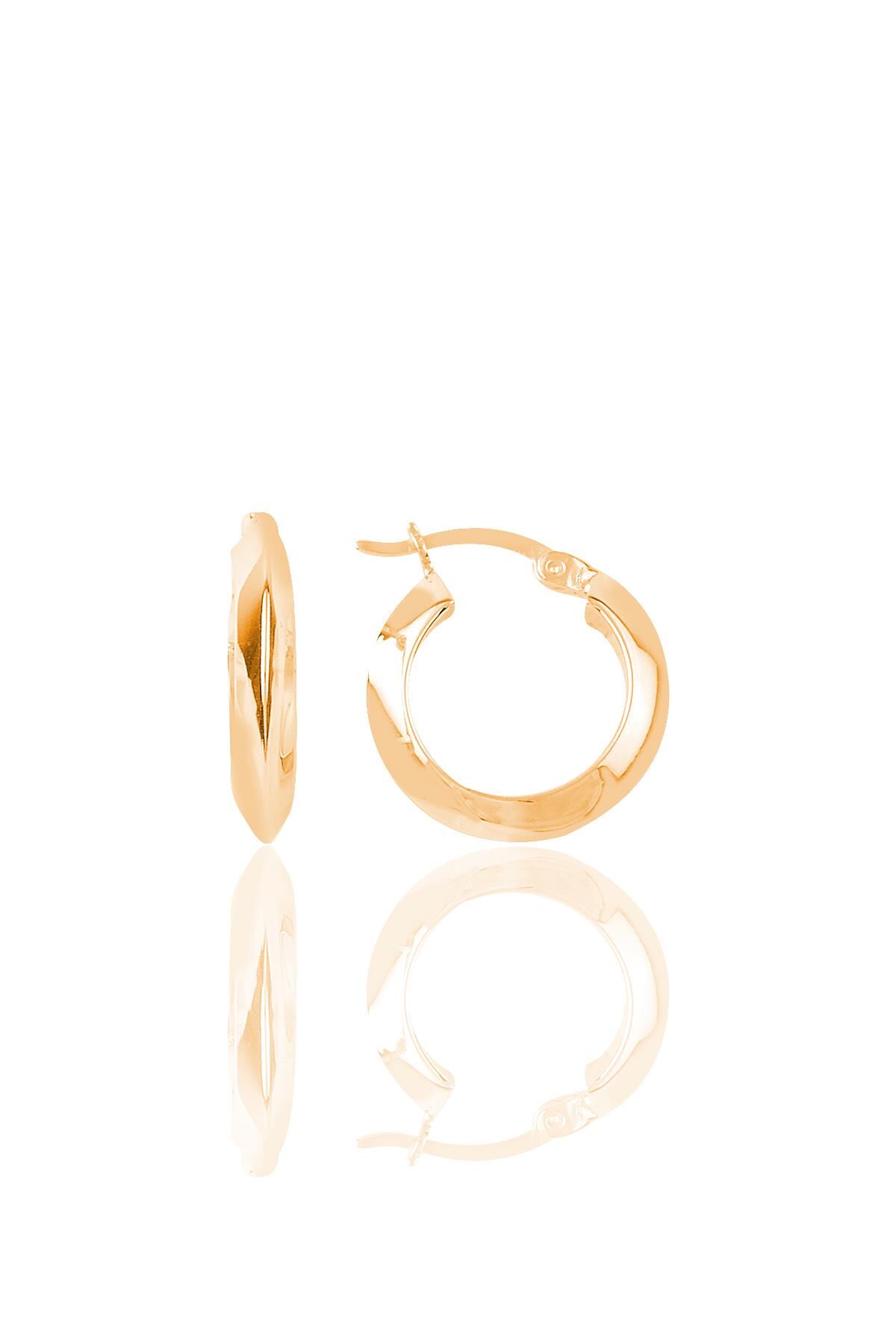 Gümüş rose 17 mm şarnel halka küpe SGTL9642ROSE