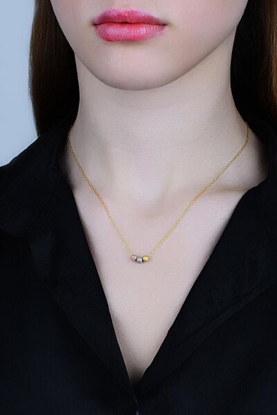 Gümüş altın yaldızlı sim modeli dorica kolye SGTL11972GOLD