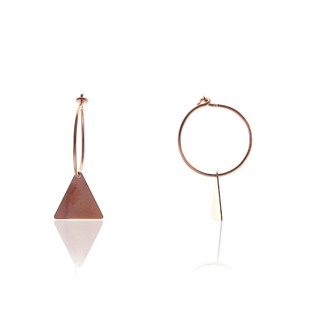 Ücgen Modeli Rose Gümüş Küpe SGTL5689