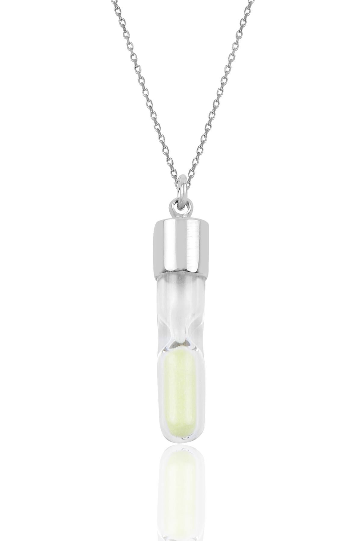 Gümüş renk değiştiren kum saati kolye SGTL9902MOR