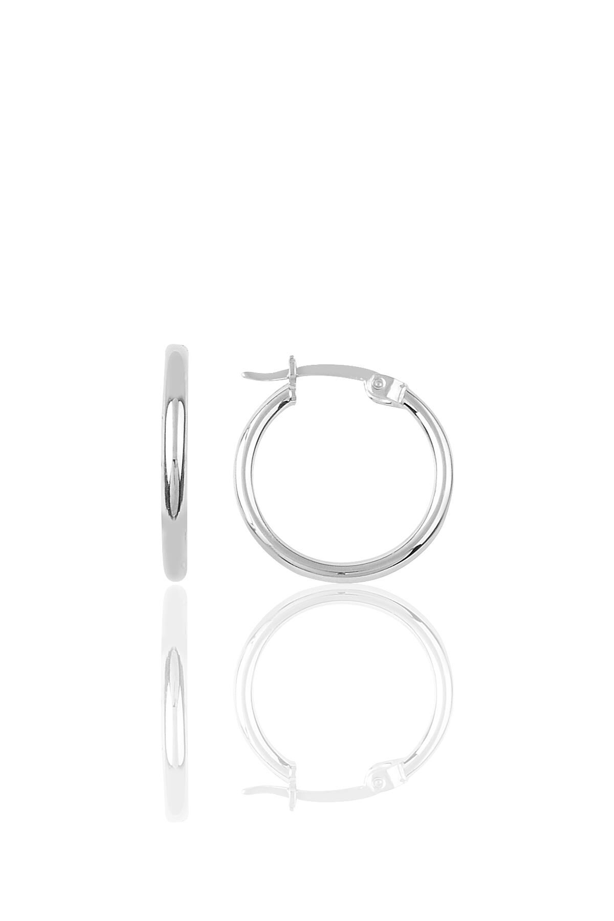 Gümüş 19 mm şarnel halka küpe SGTL9643RODAJ