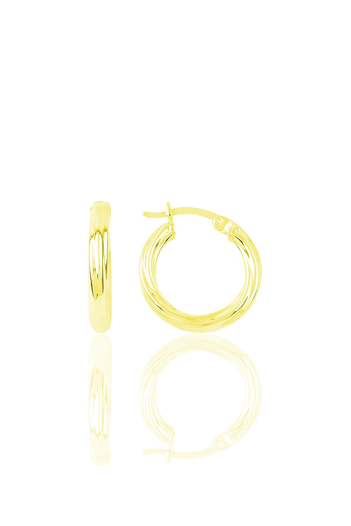 Gümüş altın rengi 19 mm  burgu şarnel halka küpe SGTL9644GOLD