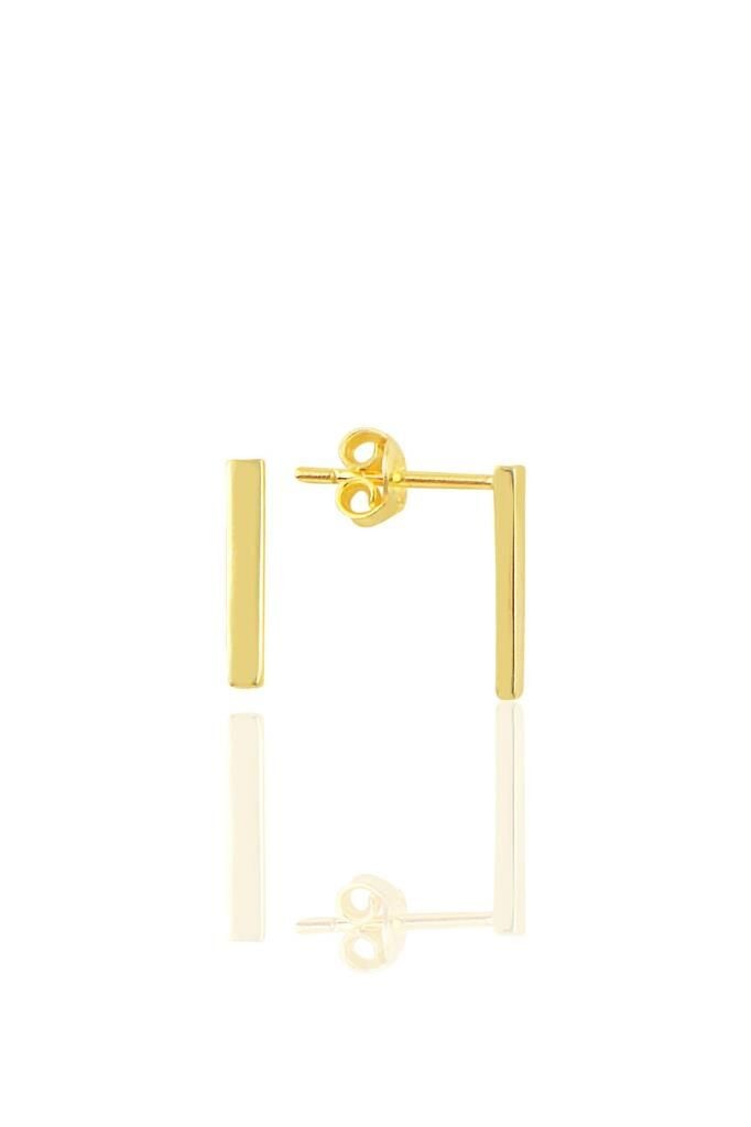 Gümüş altın yaldızlı çubuk küpe SGTL10792GOLD