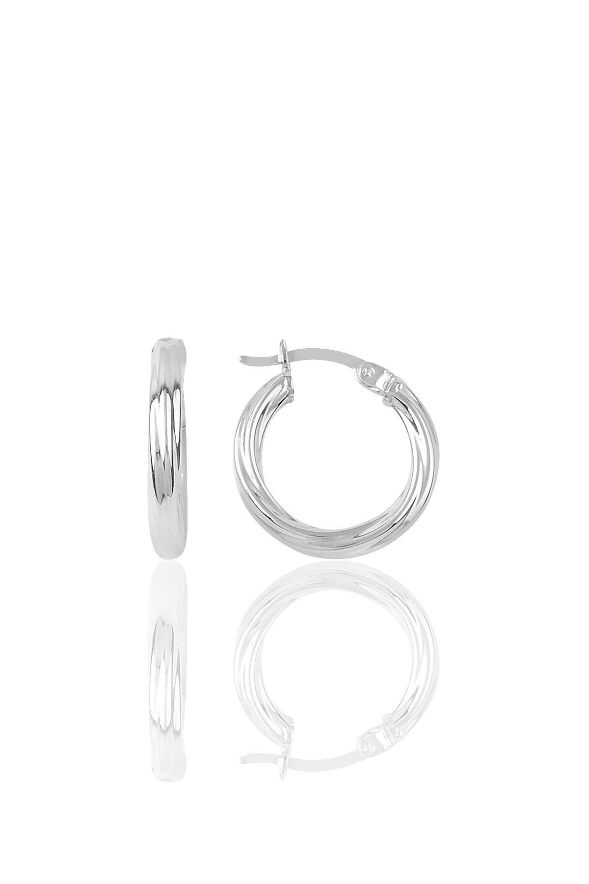 Gümüş rodyumlu 19 mm  burgu şarnel halka küpe SGTL9644RODAJ