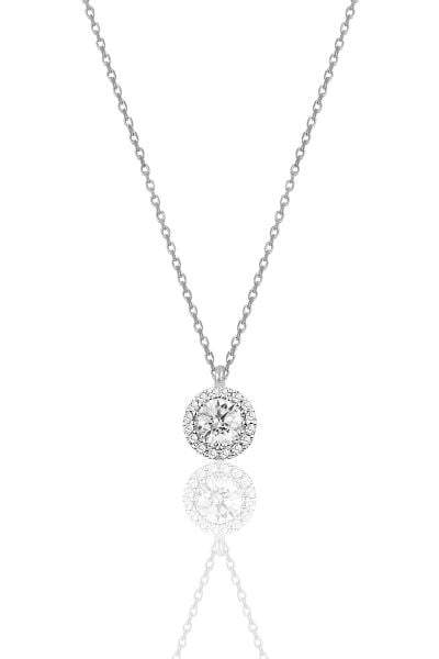 Gümüş  pırlanta montürlü tek taş kolye SGTL9906