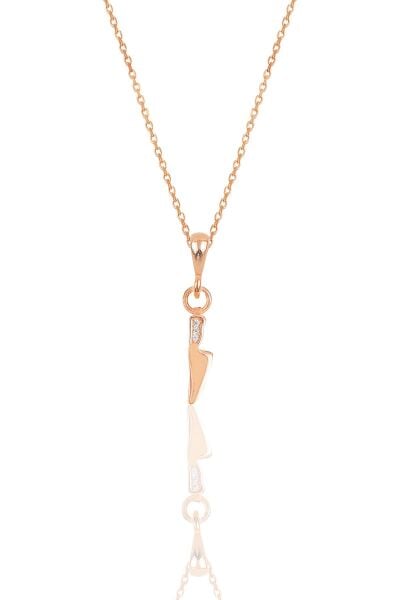 Gümüş rose zirkon taşlı bıçak modeli kolye SGTL11872ROSE