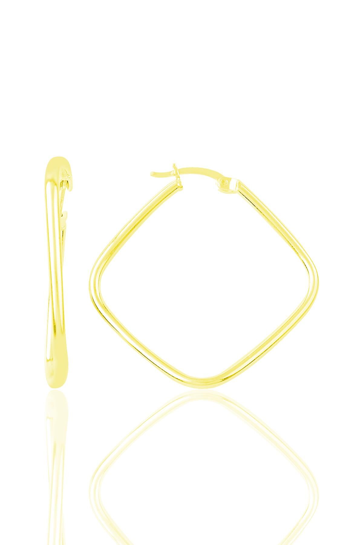 Gümüş altın rengi kare şarnel küpe SGTL9645GOLD