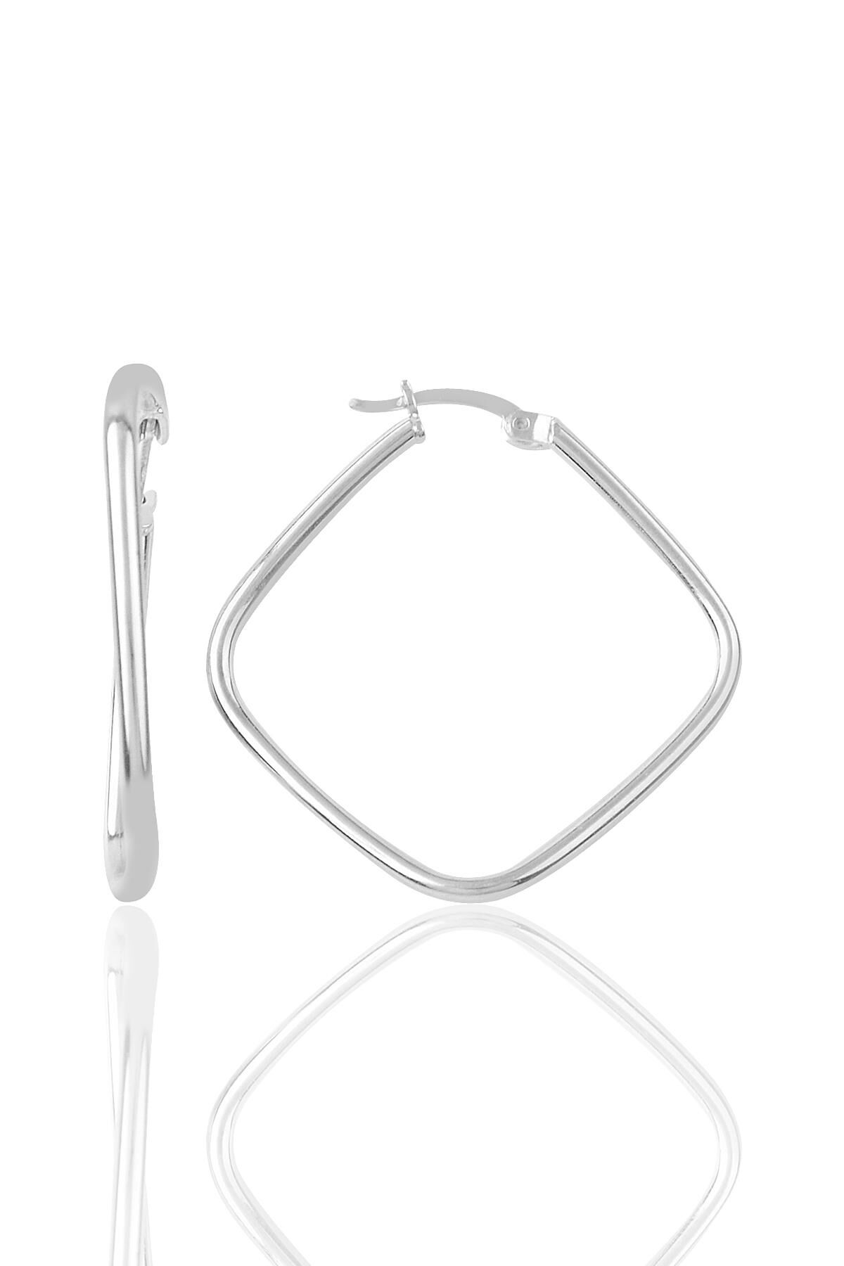 Gümüş Rodyumlu kare şarnel küpe SGTL9645RODAJ