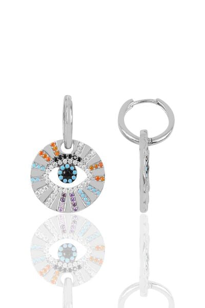 Gümüş rodyumlu zirkon taşlı aura küpe SGTL10264RDJ