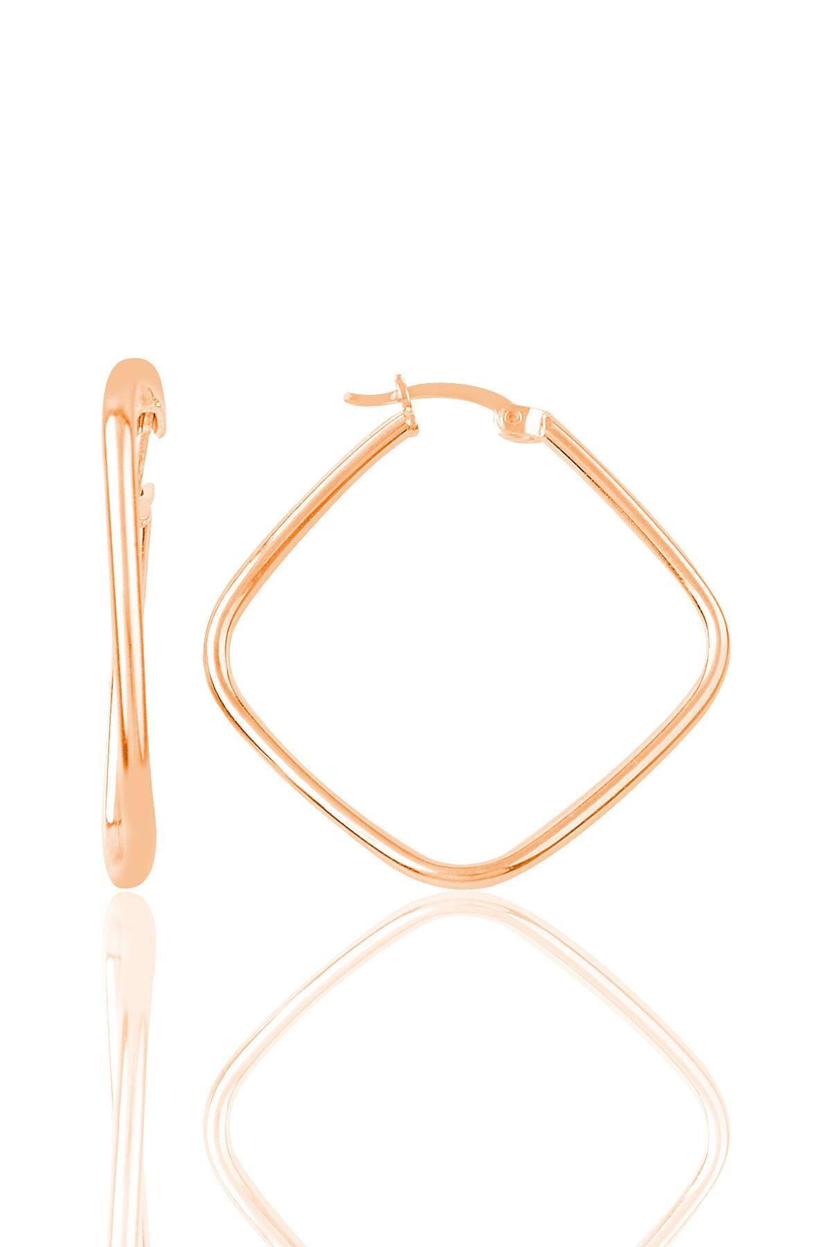 Gümüş Rose kare şarnel küpe SGTL9645ROSE