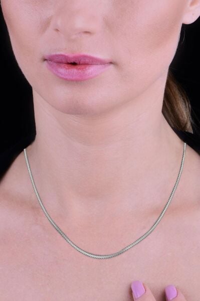 Gümüş  örgü modeli italyan zincir kolye SGTL11809RODAJ