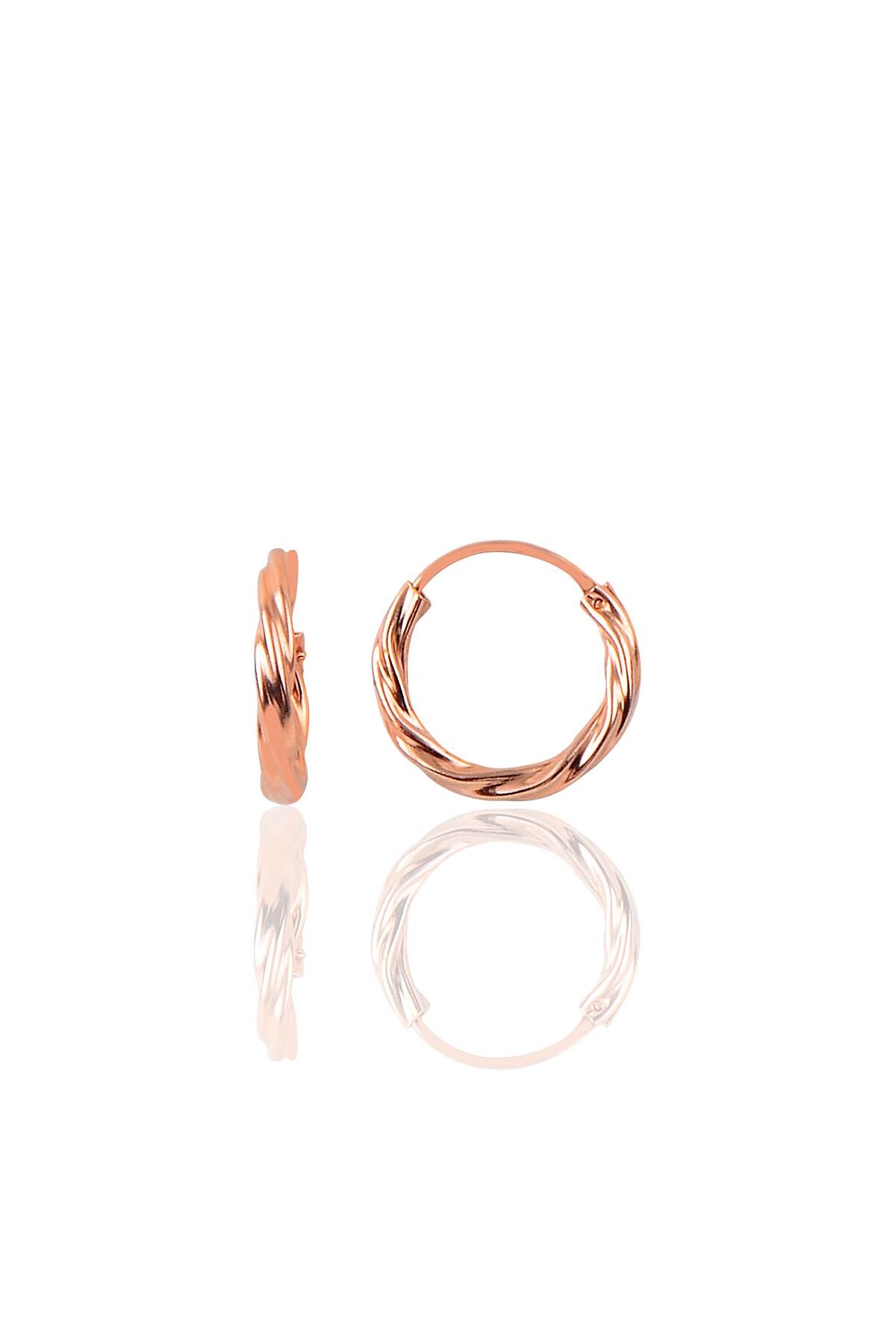 Gümüş rose 14 mm mini burgu halka küpe SGTL9646