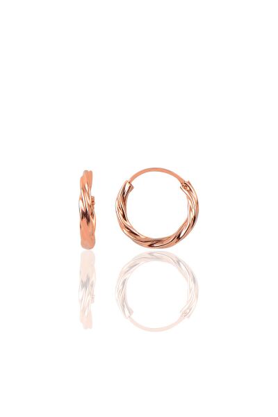 Gümüş rose 14 mm mini burgu halka küpe SGTL9646