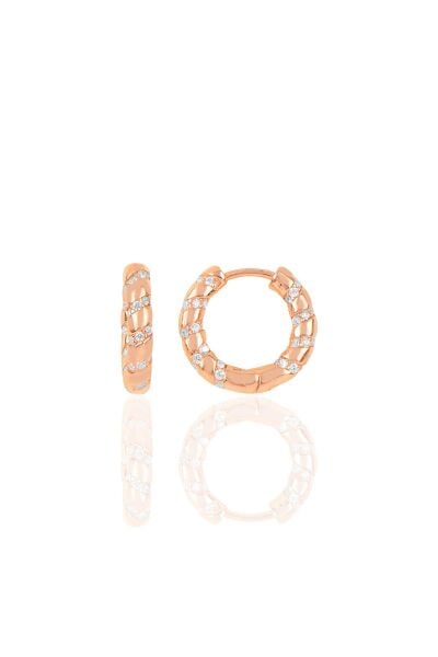Gümüş rose zirkon taşlı halka küpe SGTL10268