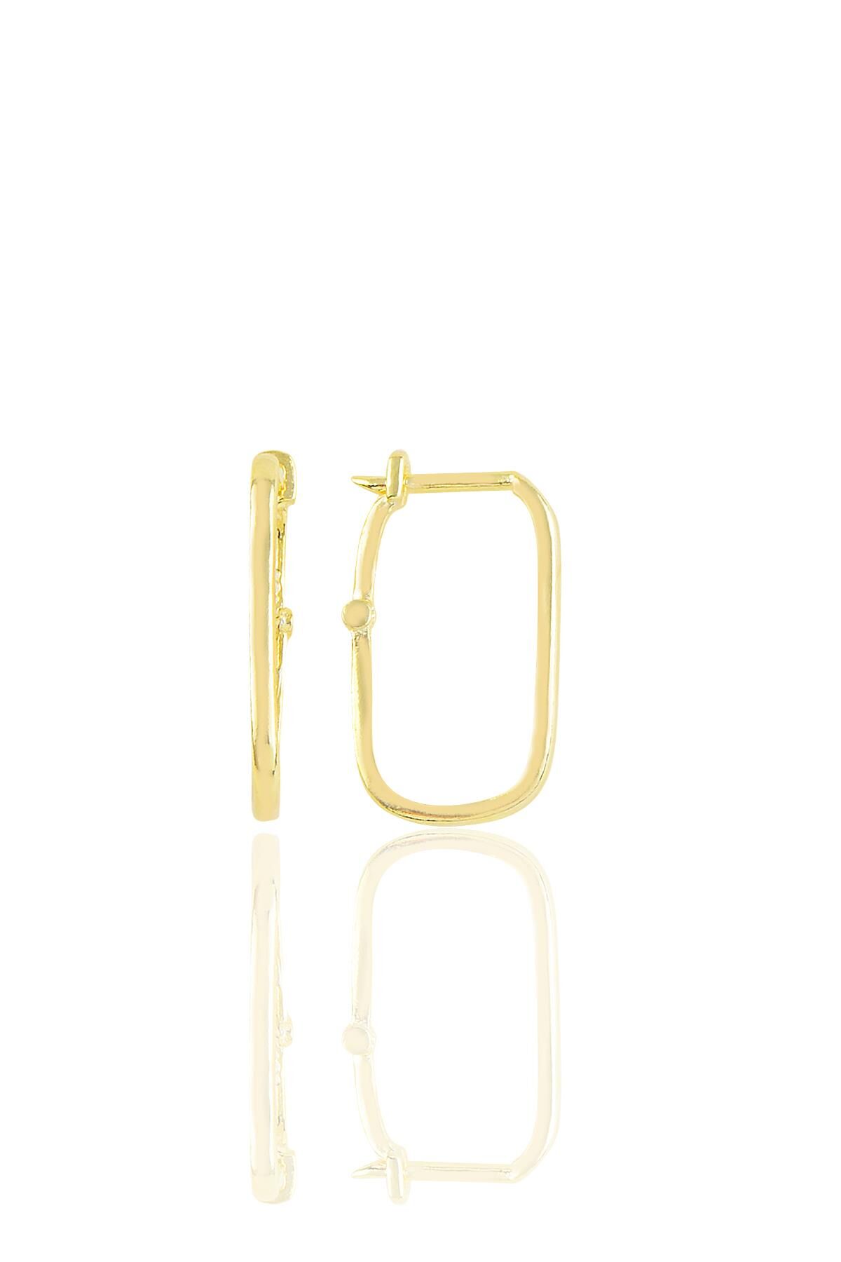 Gümüş altın yaldızlı sade göçmen küpe SGTL8944GOLD