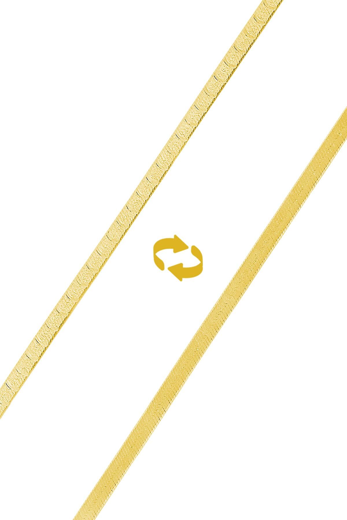 Gümüş desenli çif taraflı italyan yassı bileklik SGTL9834GOLD