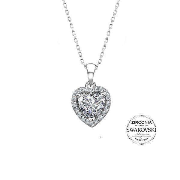 Gümüş Swarovski taşlı pırlanta modeli  kalp üçlü set SGTL20516SETA