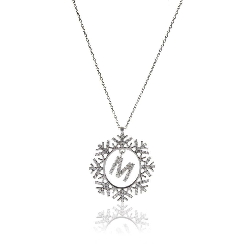 Zirkon taşlı Kişiye Özel Rodyumlu Harfli Kolye SGTL5701