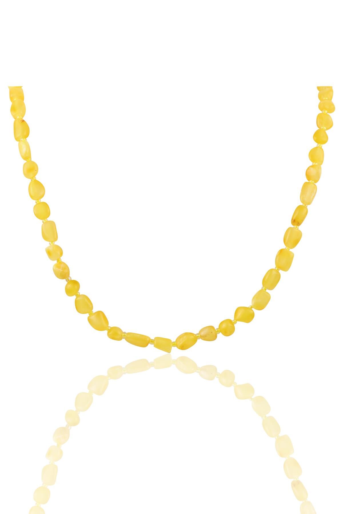 Gümüş 70 cm damla kehribar kolye SGTL9913