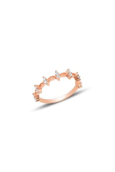 Gümüş rose zirkon taşlı crown yüzük SGTL10290BYZ