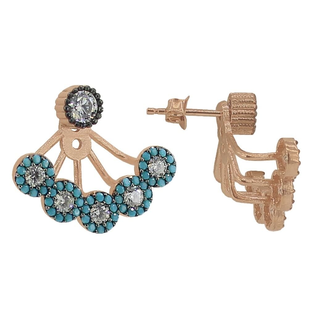 nano turkuaz taşlı elmas montürlü sihirli küpe SGTL2662