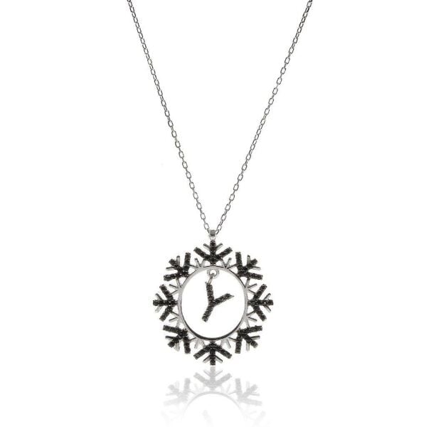 Onix taşlı Kişiye Özel Rodyumlu Harfli Kolye SGTL5703