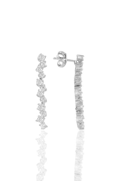 Gümüş beyaz altın rodyumlu pırlanta modeli zirkon taşlı sallantılı su yolu gümüş takım. SGTL11340