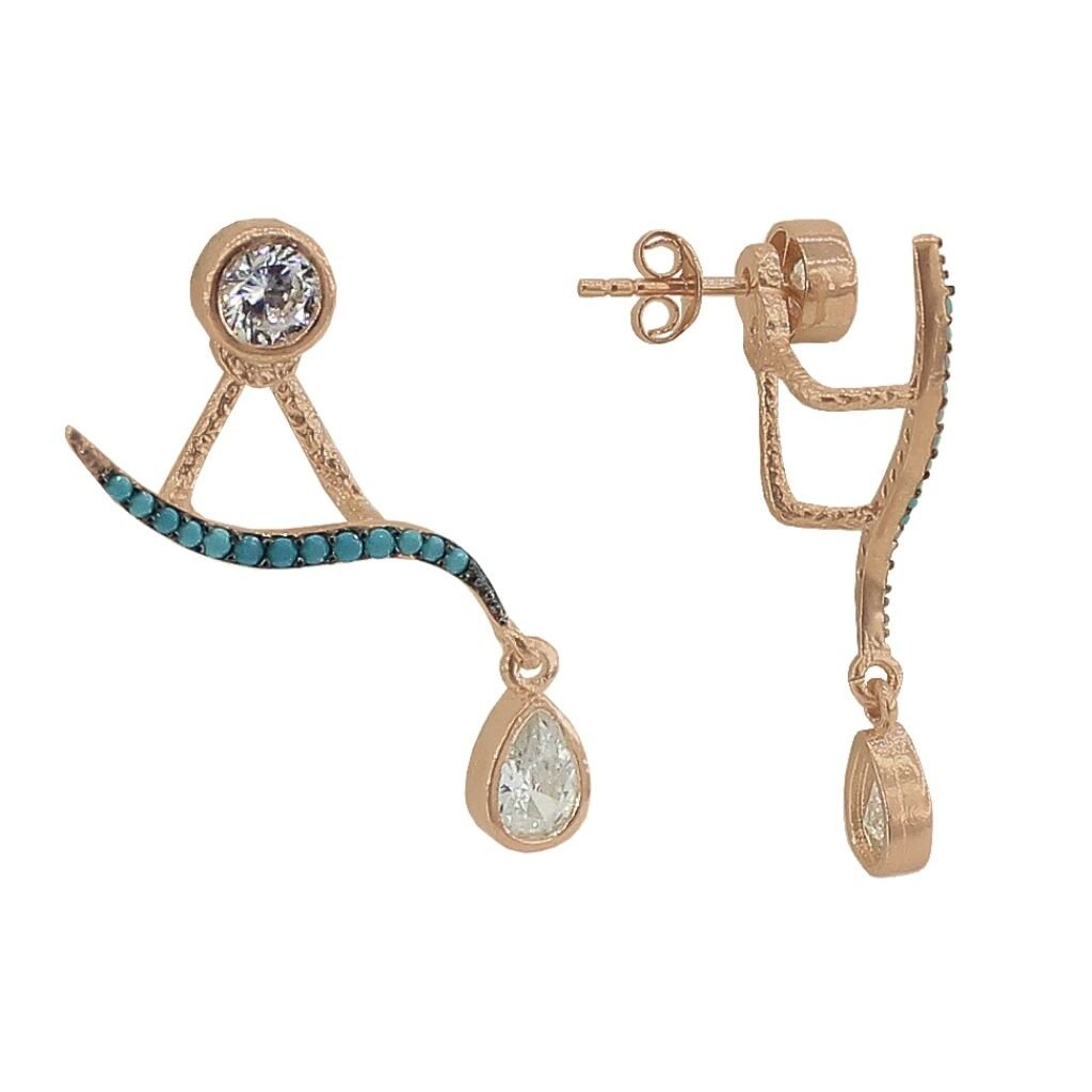 nano turkuaz taşlı damlalı sihirli küpe SGTL2663